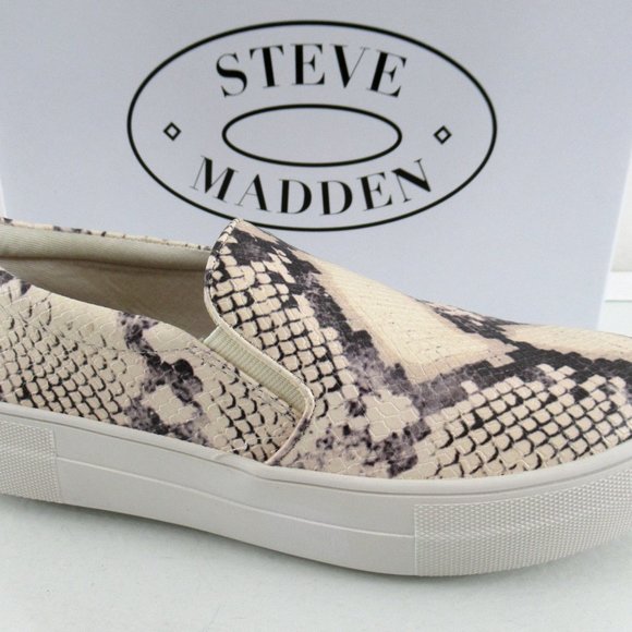 Steve Madden Gills Platform Slip On Sneaker Comfort Beige Snake Size 10